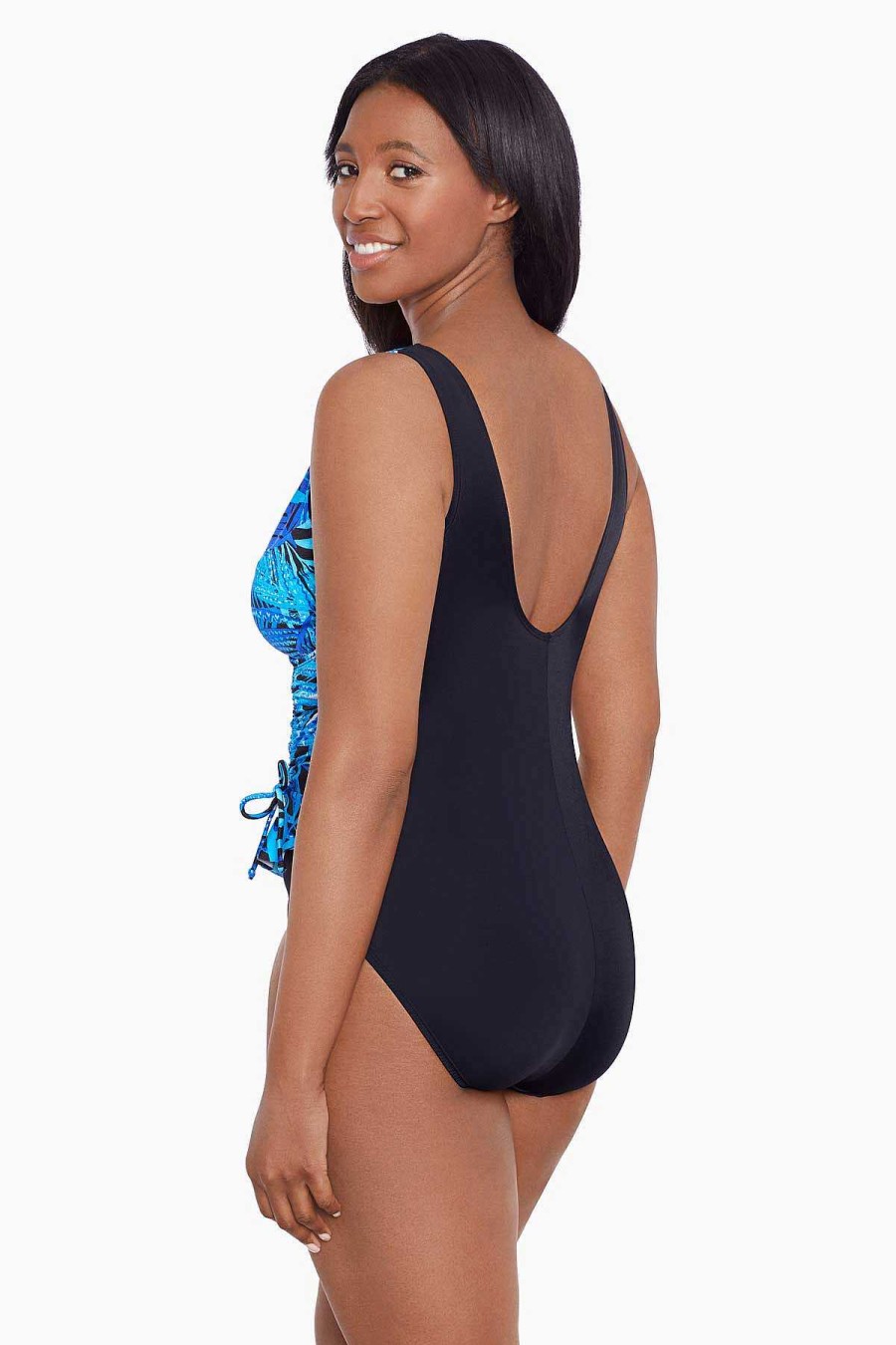 Swim Longitude | Ruffle Surplice Long Torso One Piece Swimsuit Jungle Boogie Turquoise