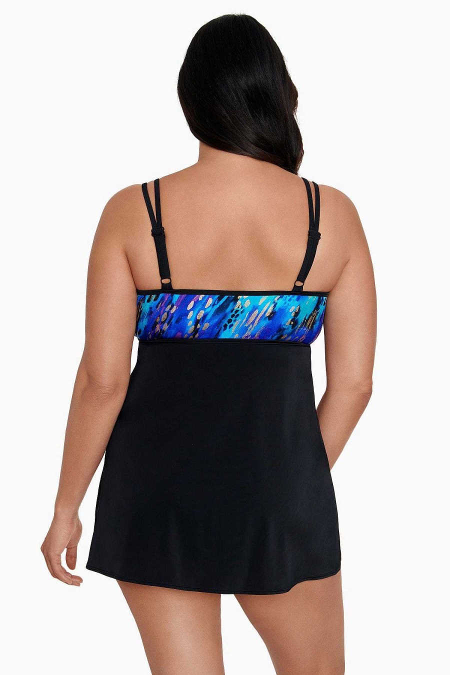 Swim Longitude | Flyaway Long Torso Swim Dress Leopard High Blue