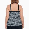 Swim Longitude | Plus Size High Neck Tankini Top Batik Charm Black/Ivory