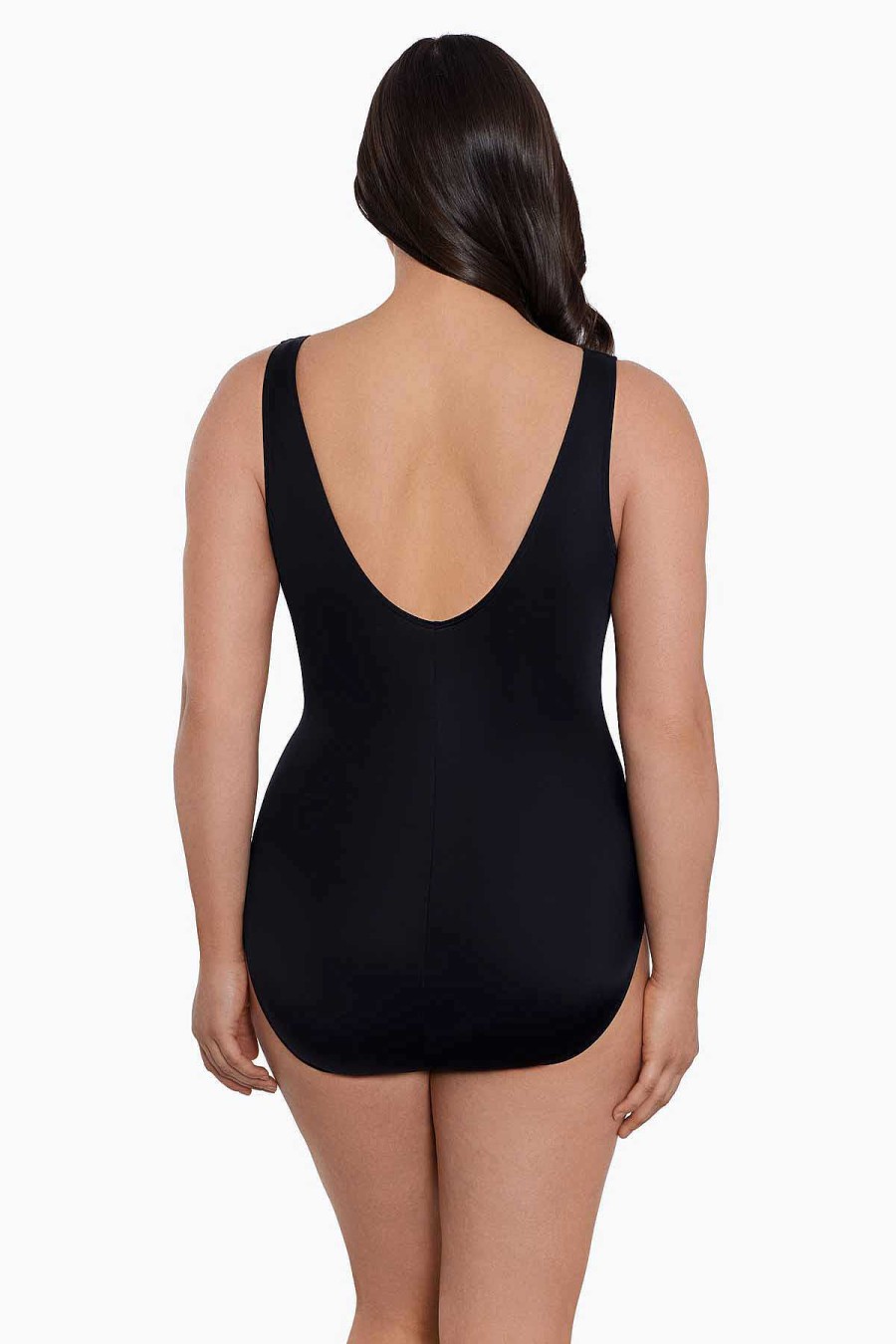 Swim Longitude | Belted Surplice Long Torso One Piece Swimsuit Painted Safari Black/Multi