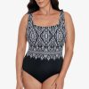 Swim Longitude | Double X-Back Tank Long Torso One Piece Swimsuit Lace Affair Black/White