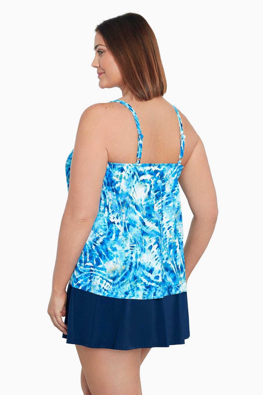 Swim Longitude | Plus Size Side Ring Tankini Top Wishy Washy Black/Multi