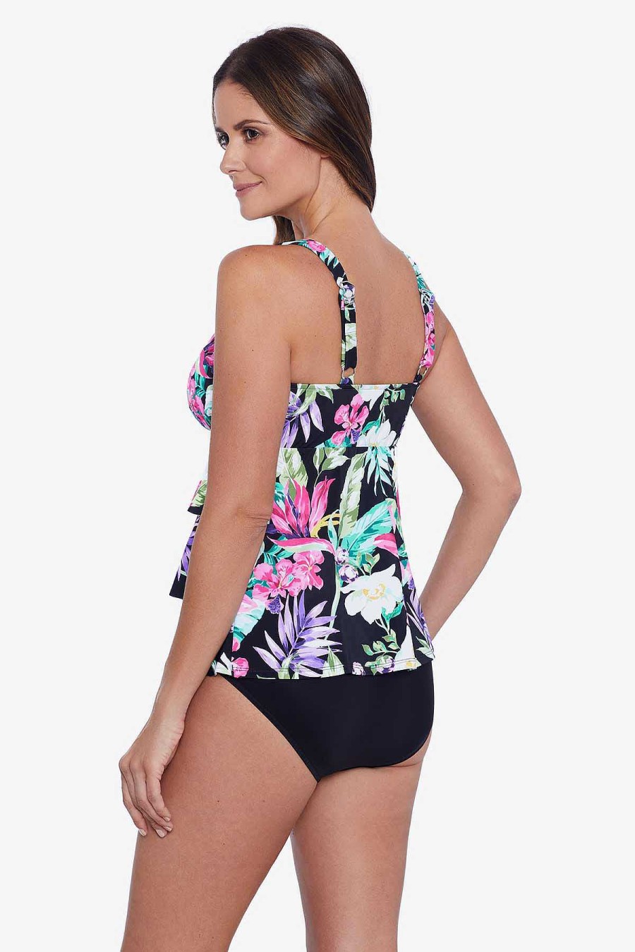 Swim Longitude | Triple Tier Tankini Mystic Tropic Black/Multi