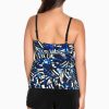 Swim Longitude | Ruffle Faux Long Torso Shortini Digital Cortex Blue