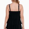 Swim Longitude | Triple Tier Long Torso Swim Dress Night Gala Black