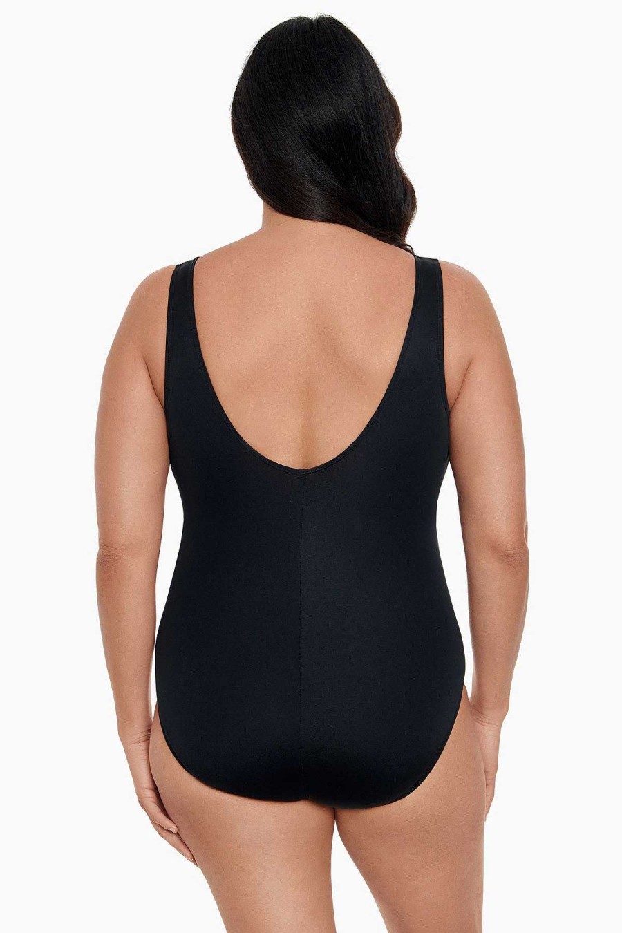 Swim Longitude | Side Tie Draped Surplice Long Torso One Piece Swimsuit Jungle Boogie Multi