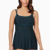 Swim Longitude | Dot Long Torso Swim Dress W/ Piping Turquoise