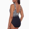 Swim Longitude | Scoopback Highneck Tank Long Torso One Piece Swimsuit Night Seas Black/White