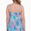 Swim Longitude | Empire Princess Long Torso Swim Dress W/ Pockets Fanciful Pink/Multi