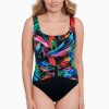 Swim Longitude | Center Sash Long Torso Tank Swimsuit Side Swipe Multi