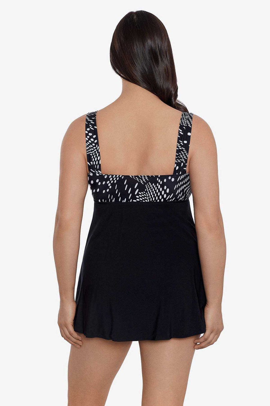 Swim Longitude | Tie Front Swim Dress Parade Black/White