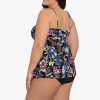 Swim Longitude | Plus Size Molly Tankini Top Flowerette Black/Multi