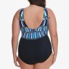 Swim Longitude | Plus Size Scoopback Highneck Long Torso One Piece Swimsuit Glitz And Glamour Blue